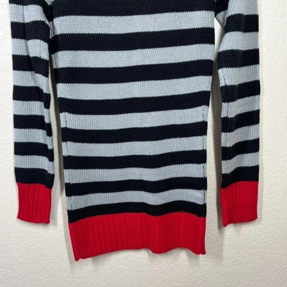 Chillipop Black stripes sweater  long sleeve asymmetric neckline size S (7-8)